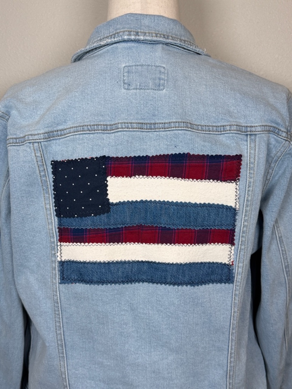 Americana American Flag Cottagecore Women’s Denim Jacket Lace Size Large - Picture 5 of 11